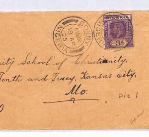 NIGERIA KGV Scarce 3d *Die 1* Bonny 1925 USA Kansas City SCHOOL {samwells}YO295