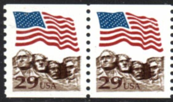 US Stamp #2523A  MNH - Flag Over Mt. Rushmore Coil Pair