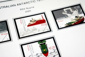 COLOR PRINTED AUSTRALIAN ANTARCTIC 1957-2020 STAMP ALBUM PAGES (44 illus. pages)