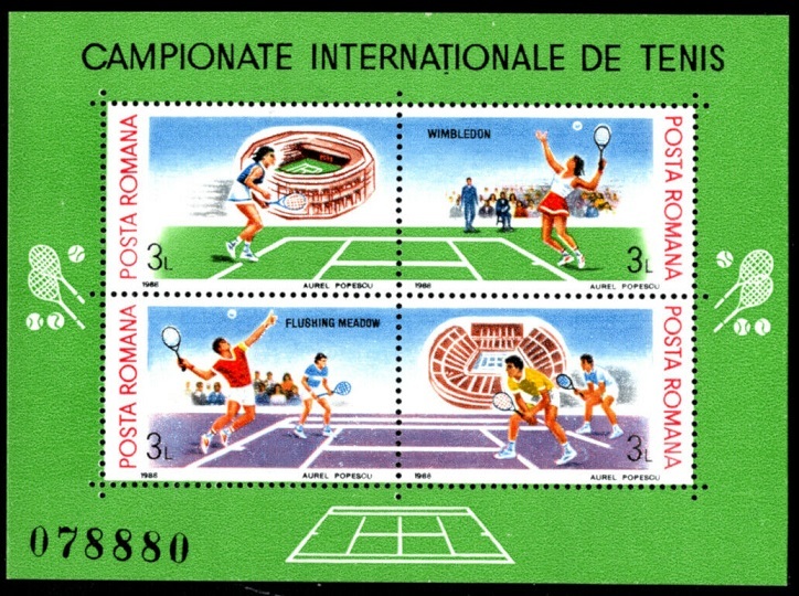 Romania 1988 Tennis Grand-Slam Francobolli MNH ** | Catalogo 4470-4473 Edizione Completa | Prophila Collection