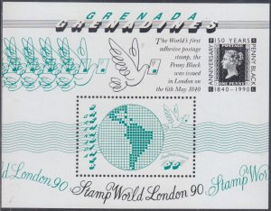 GRENADA GRENADINES Sc #1185 CPL MNH S/S  WWII - LONDON '90 STAMP EXHIBITION