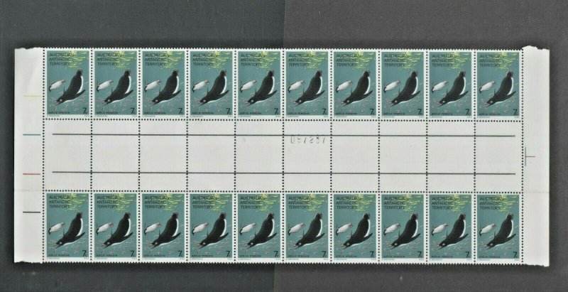 Australian Decimal Stamps 1973 AAT 7c Adelie Penguin Gutter block 20 L25 MUH Pla