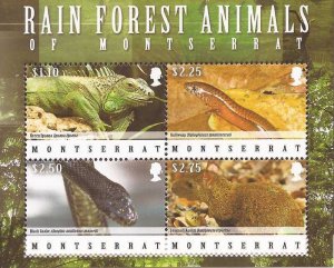 Montserrat - 2009 Rain Forest Animals & Reptiles - 4 Stamp Sheet - Scott #1225