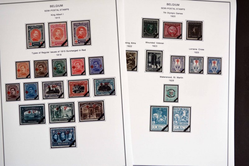 COLOR PRINTED BELGIUM [CLASS] 1849-1951 STAMP ALBUM PAGES (60 illustrated pages)