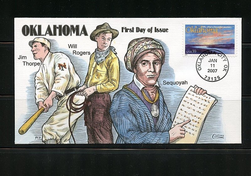 U. S. #4121 (US471) Collins FDC Oklahoma Statehood issue, VF cond