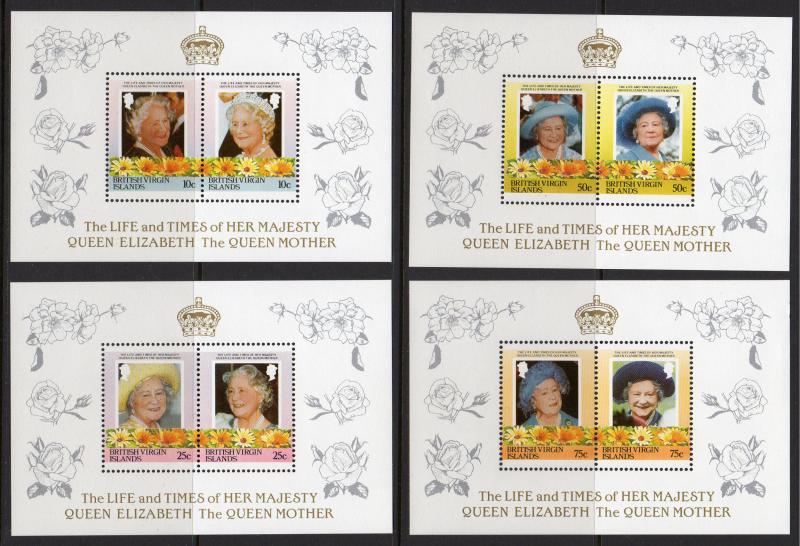 British Virgin Islands 1985 Queen Mother 85th.Birthday/Daisy Flowers 4 DELUXE SS