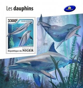 Niger - 2018 Dolphins on Stamps - Stamp Souvenir Sheet - NIG18515b