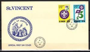 St. Vincent, Scott cat. 650-651. Scouting Anniversary issue. First day cover. ^