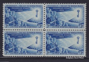 BOBPLATES #1085 Children Block of 4 F-VF NH SCV=$1