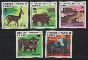 Congo Elephant Hippo Warthog Antelope Fauna 5v 1976 MNH SG#529-533 MI#539-543