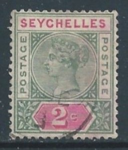 Seychelles #1a Used 2c Queen Victoria - Green - Die I