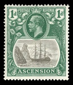 Ascension #11a (SG 11d) Cat£110, 1933 1p bright blue green and gray black (b...