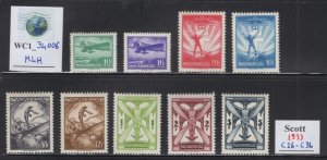 WC1_34006 M. HUNGARY. Rare 1933 air mail set. Sc.C26-C34. MLH-MVLH