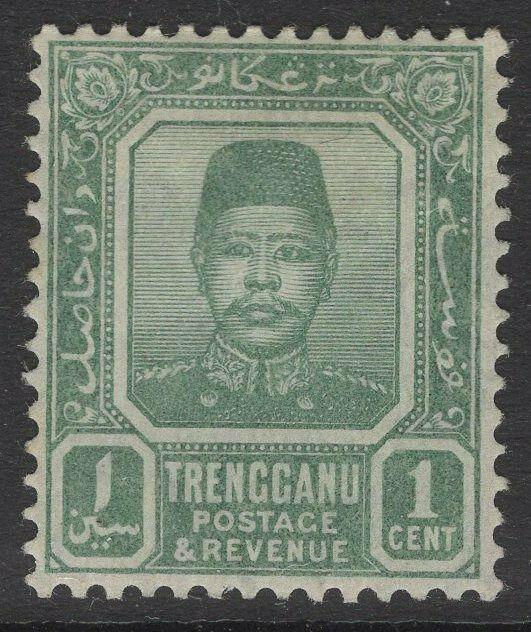 MALAYA TRENGGANU SG1a 1910 1c GREEN MTD MINT