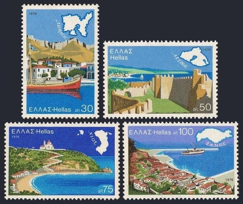 Greece 1187-1190,MNH.Michel 1246-1249. Greek Aegean Islands,1976.Map,Landscapes.