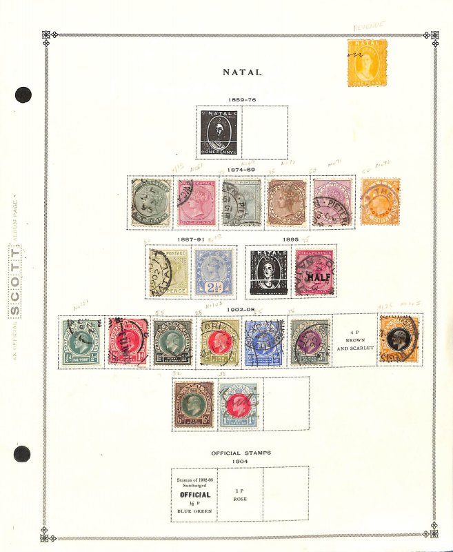 Natal Stamp Collection on Scott International Page, 1859-1908 (BA)