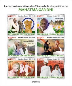 C A R - 2023 - Mahatma Gandhi - Perf 6v Sheet - Mint Never Hinged