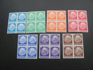 GERMANY 1932 MNH  BLOCKS MI. 467-473 SC 391-7 HINDENBURG XF (100)