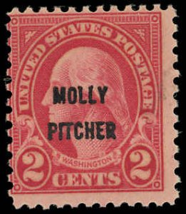 US Scott 646 F-VF/MLH - 1928 2¢ Molly Pitcher - Sound-NO FAULTS