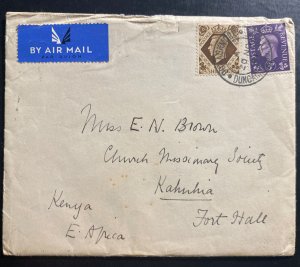 1941 Dungannon England Wartime Airmail Cover to Fort Hall Kenya With Letter 