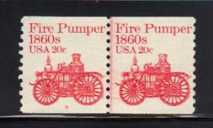 #1908 MNH Line pair #5 20c Fire Pumper 1981-84 Issue