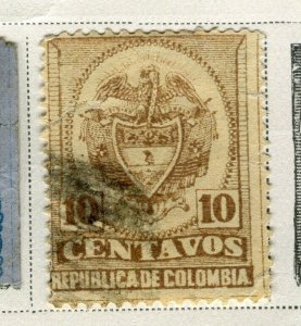 COLOMBIA; 1890 early classic Eagle type fine used 10c. value