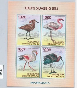 979 -   IVORY COAST Cote D'Ivoire - ERROR - MISPERF stamp sheet 2014  Birds