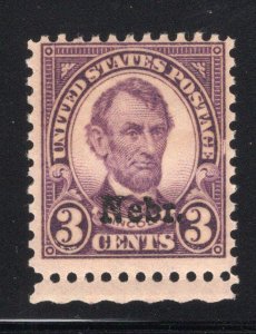 USA 1929 3¢ Nebr. Overprint - OG MNH - SC# 672 - Cats $22.00 (ref# 239483)