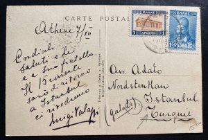 1930 Athens Greece Real picture Postcard Cover To Istanbul Turkey Stadium