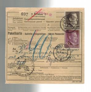 1943 GG Krakow Poland Registered PArcel Cover