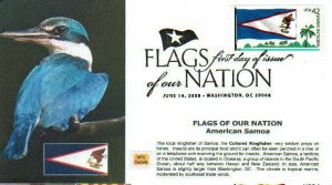 MPG Cachets 4276 Flags of Our Nation - American Samoa Collared Kingfisher