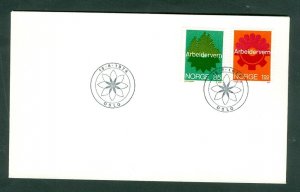 Norway. 1974 FDC. Industrial Safety. Saw Blades and Pines. Sc# 637-638.