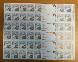 1992 USA CHRISTMAS SEALS -STAMPS FULL SHEET of 36 Birds Tree Stamps +(6 Labels).