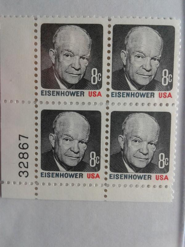 SCOTT # 1394 EISENHOWER PLATE BLOCK GEM MINT NEVER HINGED !! 1971 AMAZING !!!