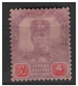 Malaya Johore 1921 Scott 106 used - 4c, Sultan Ibrahim 