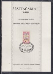 Ersttagsblatt 1/78 Scott 1265  - Alexander Schroder