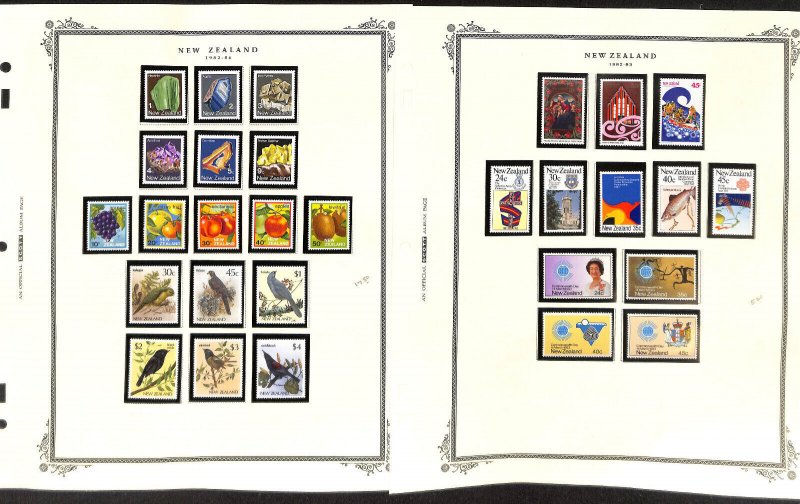 New Zealand Stamp Collection on 16 Scott Specialty Pages, 1982-1988 Mint NH (BR)