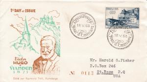 Luxembourg 1953 Victor Hugo Home First Day Cover Typed Address to USA