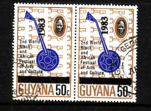 D4-Guyana-Sc#584 -used pair-Guitar-Sitar-Music-Festival-1983