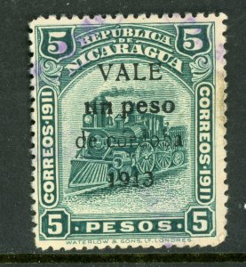 Nicaragua 1912 Zeleya Railroad Issue 1P/5P Blue Green Sc 337 VFU Q556