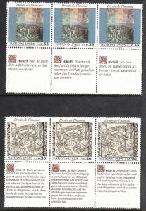 193-94 United Nations Geneva 1990 Human Rights Strip MNH