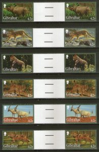 Gibraltar 2012 Rhinoceros Leopard Wolf Gorilla Animal Wildlife Sc 1353-58 Gutter