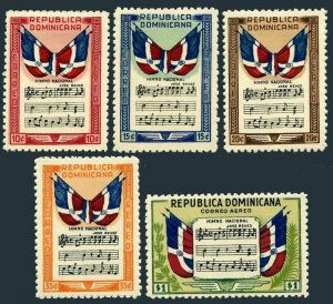 Dominican Rep C57-C61,hinged.Mi 468-472. Air Post 1946.Flags,National Anthem.