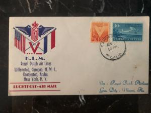 1943 Camaguey Cuba KLM Airmail cover to Miami FL USA Victory Stamp