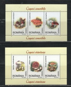 Romania #4594-95 (2003 Mushrooms sheet pair) VFMNH CV $7.50