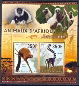 Djibouti 2013 Monkeys Lemurs Sheet MNH