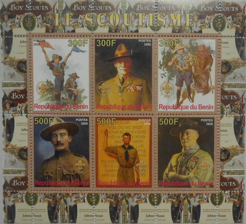 Benin 2008 M/S Boy Scouts Organization Scouting People Militrary Stamps MNH perf