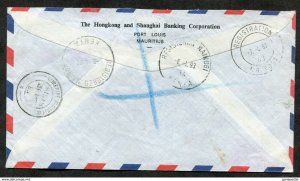 d261 - MAURITIUS 1993 Registered Cover to Kenya. BUTTERFLY Stamp