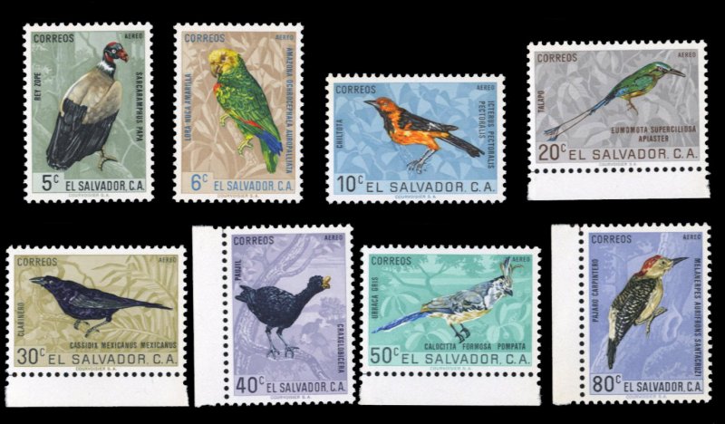 Salvador #C200-207 Cat$31, 1963 Birds, complete set, never hinged