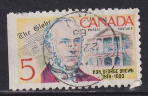 Canada 484 George Brown, The Globe & Legislature 5¢ 1968